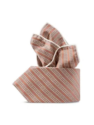 Stefano Ricci Men's Luxury Silk Tie Set - Brown White | Thumbnail 1 Stefano Ricci Men's Luxury Silk Tie Set - Brown White | Thumbnail 1