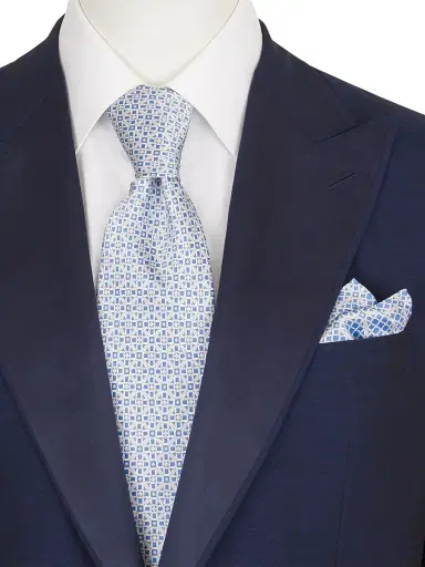 Stefano Ricci Men's Luxury Silk Tie Set - Blue White | Thumbnail 2 Stefano Ricci Men's Luxury Silk Tie Set - Blue White | Thumbnail 2