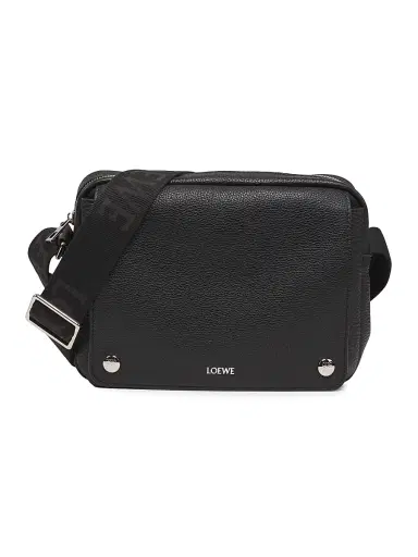 Loewe Men's Extra-Small Pebble Leather Messenger Bag - Black | Thumbnail 1 Loewe Men's Extra-Small Pebble Leather Messenger Bag - Black | Thumbnail 1