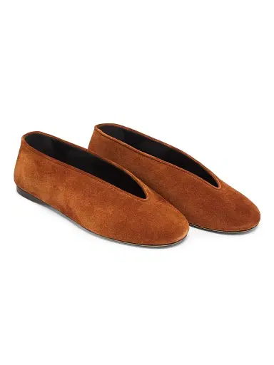 MOSCHINO Women's Corsage Suede Ballet Flats - Rust - Size 10.5 | Thumbnail 2 MOSCHINO Women's Corsage Suede Ballet Flats - Rust - Size 10.5 | Thumbnail 2