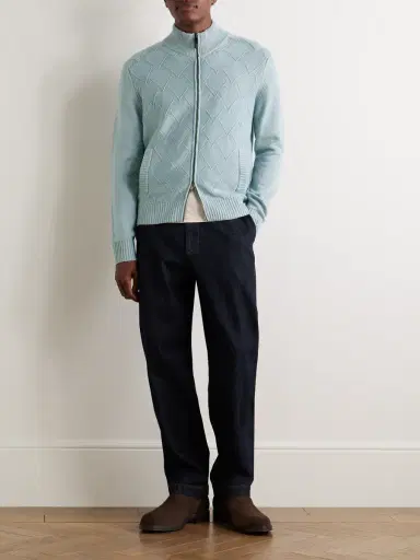 Canali Textured-Knit Merino Wool Zip-Up Cardigan - Men | Thumbnail 2 Canali Textured-Knit Merino Wool Zip-Up Cardigan - Men | Thumbnail 2