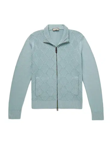 Canali Textured-Knit Merino Wool Zip-Up Cardigan - Men | Thumbnail 1 Canali Textured-Knit Merino Wool Zip-Up Cardigan - Men | Thumbnail 1