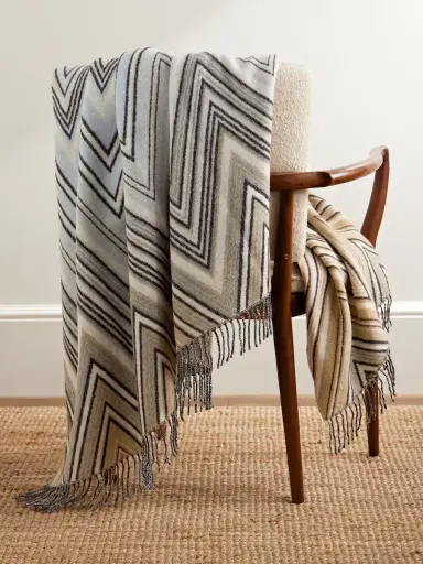 Missoni Home Plume Fringed Striped Jacquard-Knit Wool-Blend Blanket - Men | Thumbnail 1 Missoni Home Plume Fringed Striped Jacquard-Knit Wool-Blend Blanket - Men | Thumbnail 1