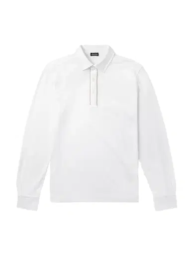 Zegna Suede-Trimmed Cotton-Piqué Polo Shirt - Men | Thumbnail 1 Zegna Suede-Trimmed Cotton-Piqué Polo Shirt - Men | Thumbnail 1