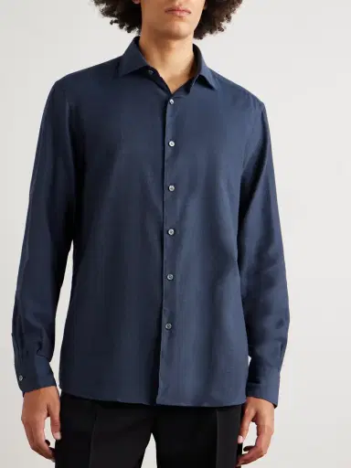 Zegna Cotton and Cashmere-Blend Twill Shirt - Men | Thumbnail 3 Zegna Cotton and Cashmere-Blend Twill Shirt - Men | Thumbnail 3