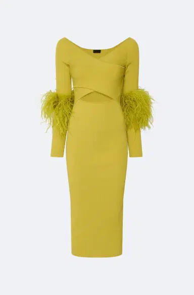 LAPOINTE Matte Viscose Cross Front Dress With Feathers | Thumbnail 4 LAPOINTE Matte Viscose Cross Front Dress With Feathers | Thumbnail 4