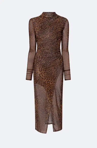 Lapointe Printed Mesh Draped Midi Dress | Thumbnail 4 Lapointe Printed Mesh Draped Midi Dress | Thumbnail 4
