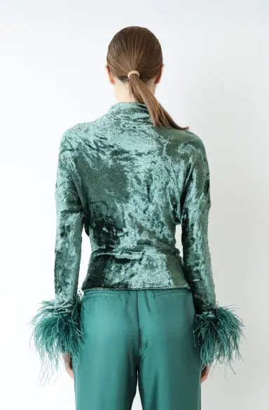 LAPOINTE Velvet Dolman Top With Feathers | Thumbnail 2 LAPOINTE Velvet Dolman Top With Feathers | Thumbnail 2
