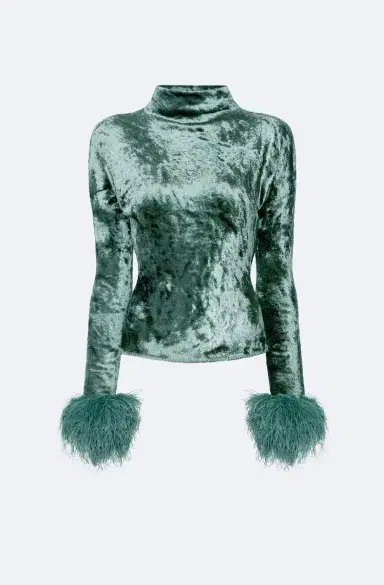LAPOINTE Velvet Dolman Top With Feathers | Thumbnail 4 LAPOINTE Velvet Dolman Top With Feathers | Thumbnail 4