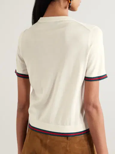 Gucci Striped Cashmere And Silk-blend Top | Thumbnail 3 Gucci Striped Cashmere And Silk-blend Top | Thumbnail 3