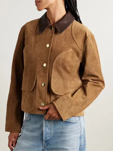 Veronica Beard Walters Leather-trimmed Suede Jacket | Thumbnail 3 Veronica Beard Walters Leather-trimmed Suede Jacket | Thumbnail 3