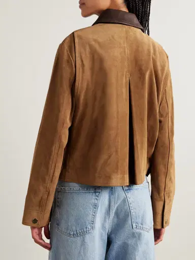 Veronica Beard Walters Leather-trimmed Suede Jacket | Thumbnail 4 Veronica Beard Walters Leather-trimmed Suede Jacket | Thumbnail 4