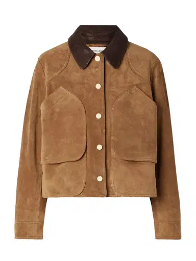 Veronica Beard Walters Leather-trimmed Suede Jacket | Thumbnail 1 Veronica Beard Walters Leather-trimmed Suede Jacket | Thumbnail 1