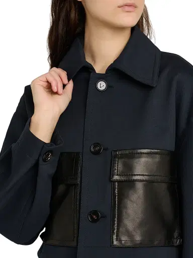Bottega Veneta Women's Mixed-Media Cotton & Wool Jacket - Midnight Blue - Size 8 | Thumbnail 6 Bottega Veneta Women's Mixed-Media Cotton & Wool Jacket - Midnight Blue - Size 8 | Thumbnail 6