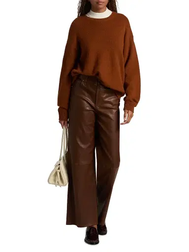 FRAME Women's Le Slim Leather Palazzo Pants - Cedar | Thumbnail 2 FRAME Women's Le Slim Leather Palazzo Pants - Cedar | Thumbnail 2