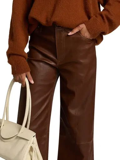 FRAME Women's Le Slim Leather Palazzo Pants - Cedar | Thumbnail 6 FRAME Women's Le Slim Leather Palazzo Pants - Cedar | Thumbnail 6