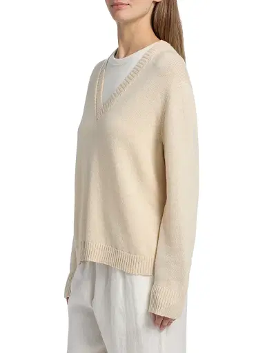 Jenni Kayne Women's Simone Wool-Cotton V-Neck Sweater - Ivory - Size XL | Thumbnail 4 Jenni Kayne Women's Simone Wool-Cotton V-Neck Sweater - Ivory - Size XL | Thumbnail 4