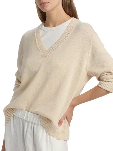 Jenni Kayne Women's Simone Wool-Cotton V-Neck Sweater - Ivory - Size XL | Thumbnail 6 Jenni Kayne Women's Simone Wool-Cotton V-Neck Sweater - Ivory - Size XL | Thumbnail 6