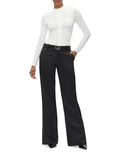Hervé Léger Women's The Veronica Ruched Long Sleeve Top - Alabaster | Thumbnail 2 Hervé Léger Women's The Veronica Ruched Long Sleeve Top - Alabaster | Thumbnail 2
