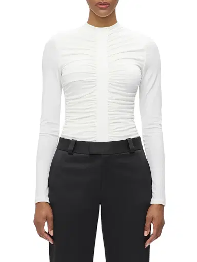 Hervé Léger Women's The Veronica Ruched Long Sleeve Top - Alabaster | Thumbnail 4 Hervé Léger Women's The Veronica Ruched Long Sleeve Top - Alabaster | Thumbnail 4