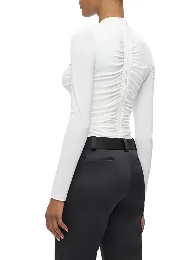 Hervé Léger Women's The Veronica Ruched Long Sleeve Top - Alabaster | Thumbnail 6 Hervé Léger Women's The Veronica Ruched Long Sleeve Top - Alabaster | Thumbnail 6