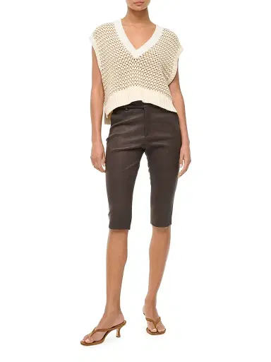Staud Women's Americana Striped Crochet Crop Sweater - Breeze Creme | Thumbnail 2 Staud Women's Americana Striped Crochet Crop Sweater - Breeze Creme | Thumbnail 2