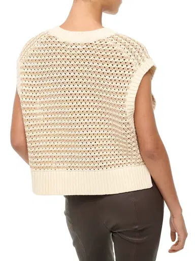 Staud Women's Americana Striped Crochet Crop Sweater - Breeze Creme | Thumbnail 5 Staud Women's Americana Striped Crochet Crop Sweater - Breeze Creme | Thumbnail 5