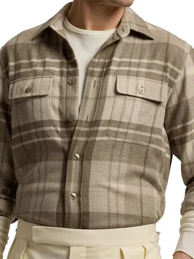 Ralph Lauren Purple Label Men's Plaid Cashmere Utility Shirt | Thumbnail 6 Ralph Lauren Purple Label Men's Plaid Cashmere Utility Shirt | Thumbnail 6