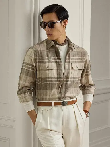 Ralph Lauren Purple Label Men's Plaid Cashmere Utility Shirt | Thumbnail 7 Ralph Lauren Purple Label Men's Plaid Cashmere Utility Shirt | Thumbnail 7