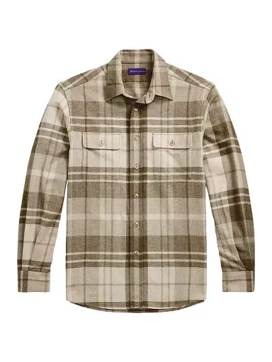 Ralph Lauren Purple Label Men's Plaid Cashmere Utility Shirt | Thumbnail 1 Ralph Lauren Purple Label Men's Plaid Cashmere Utility Shirt | Thumbnail 1