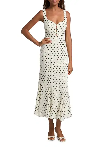 Reformation Women's Laine Polka Dot Midi-Dress - Portofino | Thumbnail 2 Reformation Women's Laine Polka Dot Midi-Dress - Portofino | Thumbnail 2