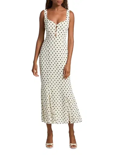 Reformation Women's Laine Polka Dot Midi-Dress - Portofino | Thumbnail 3 Reformation Women's Laine Polka Dot Midi-Dress - Portofino | Thumbnail 3