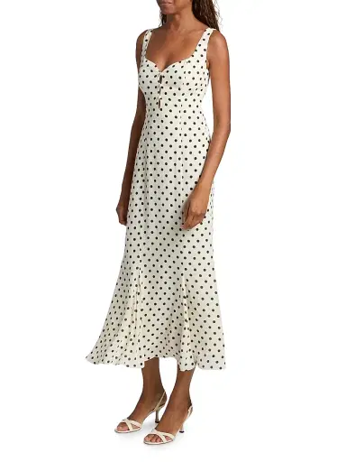 Reformation Women's Laine Polka Dot Midi-Dress - Portofino | Thumbnail 4 Reformation Women's Laine Polka Dot Midi-Dress - Portofino | Thumbnail 4