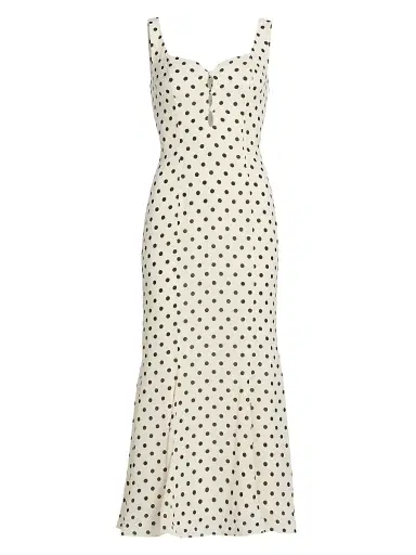 Reformation Women's Laine Polka Dot Midi-Dress - Portofino | Thumbnail 1 Reformation Women's Laine Polka Dot Midi-Dress - Portofino | Thumbnail 1