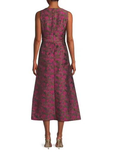 Kay Unger Women's Marcella Two-Tone Jacquard Midi-Dress - Wild Berry Pesto | Thumbnail 5 Kay Unger Women's Marcella Two-Tone Jacquard Midi-Dress - Wild Berry Pesto | Thumbnail 5