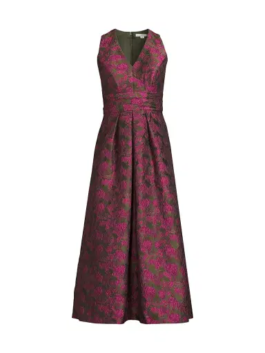 Kay Unger Women's Marcella Two-Tone Jacquard Midi-Dress - Wild Berry Pesto | Thumbnail 1 Kay Unger Women's Marcella Two-Tone Jacquard Midi-Dress - Wild Berry Pesto | Thumbnail 1