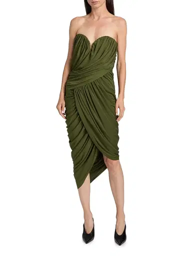 Et Ochs Women's Spencer Draped Tulip Midi-Dress - Moss | Thumbnail 3 Et Ochs Women's Spencer Draped Tulip Midi-Dress - Moss | Thumbnail 3