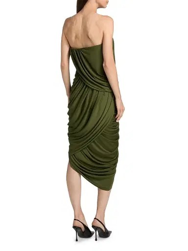 Et Ochs Women's Spencer Draped Tulip Midi-Dress - Moss | Thumbnail 5 Et Ochs Women's Spencer Draped Tulip Midi-Dress - Moss | Thumbnail 5