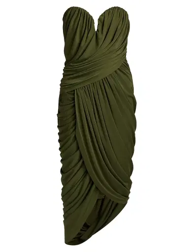 Et Ochs Women's Spencer Draped Tulip Midi-Dress - Moss | Thumbnail 1 Et Ochs Women's Spencer Draped Tulip Midi-Dress - Moss | Thumbnail 1