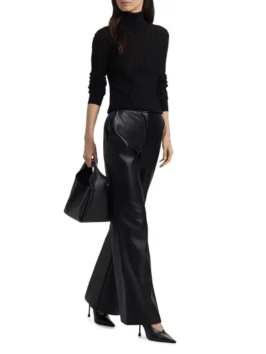Toccin Women's Nancy Pointelle Turtleneck Sweater - Jet | Thumbnail 2 Toccin Women's Nancy Pointelle Turtleneck Sweater - Jet | Thumbnail 2