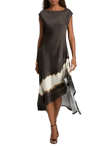 Jason Wu Collection Women's Burned Striped Asymmetric Midi-Dress - Calico Brown Burnt Stripe | Thumbnail 2 Jason Wu Collection Women's Burned Striped Asymmetric Midi-Dress - Calico Brown Burnt Stripe | Thumbnail 2