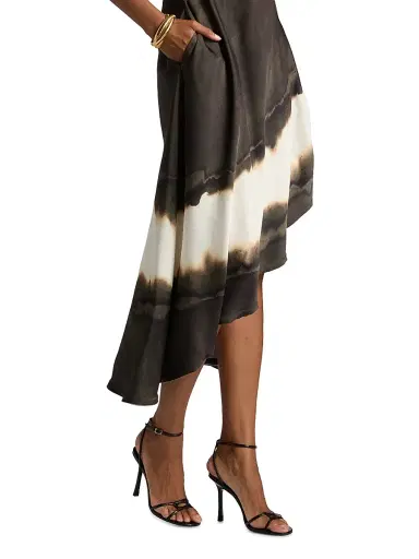 Jason Wu Collection Women's Burned Striped Asymmetric Midi-Dress - Calico Brown Burnt Stripe | Thumbnail 6 Jason Wu Collection Women's Burned Striped Asymmetric Midi-Dress - Calico Brown Burnt Stripe | Thumbnail 6