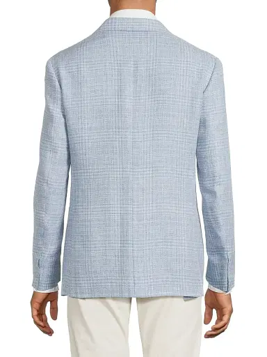 Canali Men's Plaid Linen-Wool Sport Coat - Light Blue | Thumbnail 5 Canali Men's Plaid Linen-Wool Sport Coat - Light Blue | Thumbnail 5