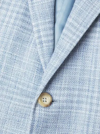 Canali Men's Plaid Linen-Wool Sport Coat - Light Blue | Thumbnail 6 Canali Men's Plaid Linen-Wool Sport Coat - Light Blue | Thumbnail 6