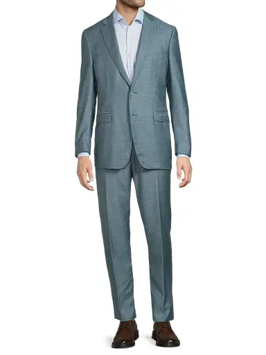 Canali Men's Denim-Effect Wool Single-Breasted Suit - Green - Size 38 | Thumbnail 2 Canali Men's Denim-Effect Wool Single-Breasted Suit - Green - Size 38 | Thumbnail 2