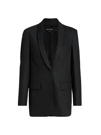 Giorgio Armani Women's Shawl Wool-Blend Blazer - Moonless Night | Thumbnail 1 Giorgio Armani Women's Shawl Wool-Blend Blazer - Moonless Night | Thumbnail 1