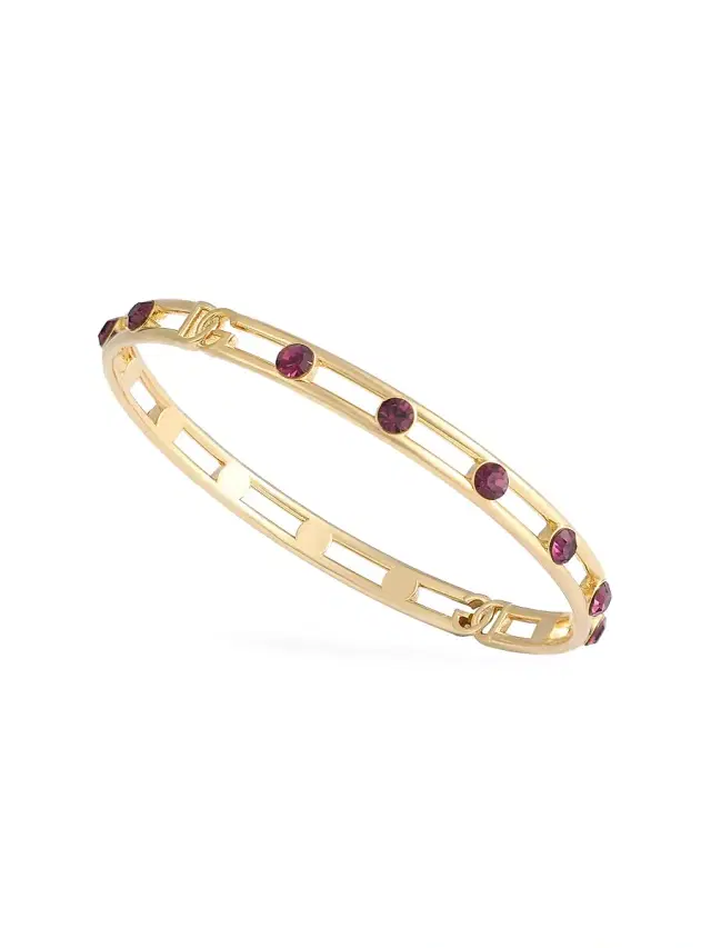 Women's Goldtone & Glass Crystal Logo Bangle - Gold Women's Goldtone & Glass Crystal Logo Bangle - Gold
