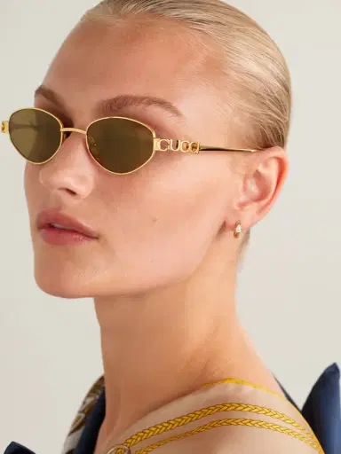 Gucci Eyewear Block Bending Cat-eye Gold-tone Sunglasses | Thumbnail 2 Gucci Eyewear Block Bending Cat-eye Gold-tone Sunglasses | Thumbnail 2