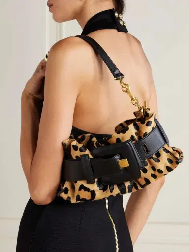 Balmain Anthem Mini Buckled Leather And Leopard-print Calf Hair Shoulder Bag | Thumbnail 5 Balmain Anthem Mini Buckled Leather And Leopard-print Calf Hair Shoulder Bag | Thumbnail 5