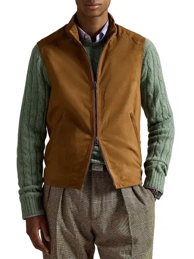 Polo Ralph Lauren Men's Classic Suede Double-Zip Vest - Cafe Brown | Thumbnail 3 Polo Ralph Lauren Men's Classic Suede Double-Zip Vest - Cafe Brown | Thumbnail 3